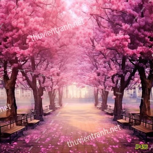 Tranh dán tường hoa anh đào-JP-496 - Tranh tường chất lượng cao